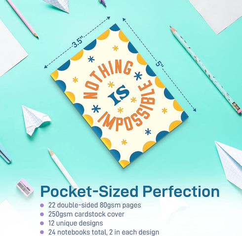S&O Motivational Mini Notebooks Bulk Set w/ 12 Unique Messages - Inspirational Notebooks for Kids - Mini Notepads Bulk - Mini Notebook for Kids Set - Mini Journals Bulk Notebooks - 44 pages, 3.5” x 5” by Sweetzer & Orange