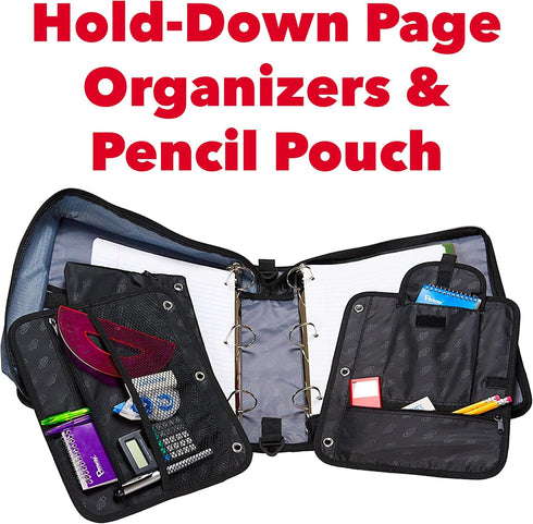 Case-it The Dual 2-in-1 Zipper Binder - Two 1.5 Inch D-Rings, Pencil Pouch, Multiple Pockets, Midnight Blue