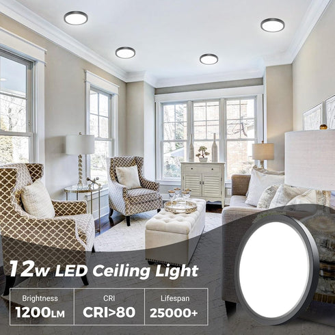 1PACK Flush Mount LED Ceiling Light Fixture, 6.5 Inch 12Watt, Dimmable & 3 Color Selectable, Low Profile Ceiling Lamp