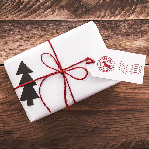 North Pole Self Inking Stamp, 13/16" x 2 3/16" Reindeer Rubber Stamp, Red Ink Christmas Letter Imprint