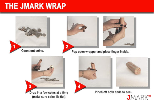 J Mark Flat Coin Roll Wrappers (Quarters, Dimes, Nickels, Pennies), ABA Striped Kraft Paper Coin Roll Wrappers,