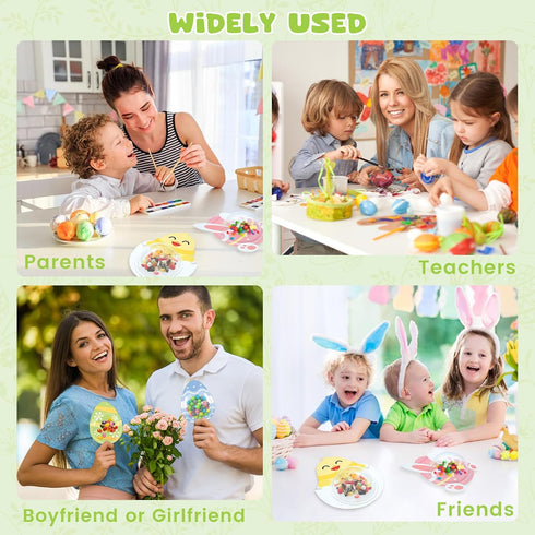 KCMOSGI 24 Pcs Easter Candy Cards with Clear Box, DIY Bunnies Eggs Chick Candy Cards, Easter Gifts for Classroom School