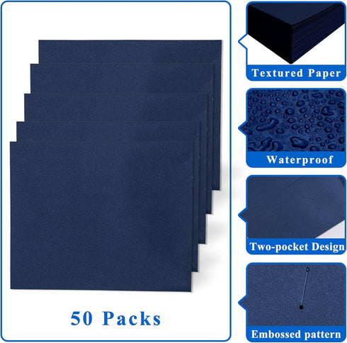 Zzrywuty 50 Packs Two Pocket File Folders, Letter Size, Textured Paper, Holds 100 Plus Sheets for School, Office
