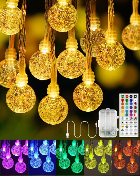 OMIKA 33FT Battery Operated String Lights, 24 Colors +Warm White 60 LEDs