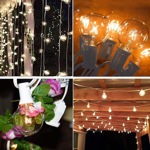 50Ft G40 25 Bulbs(5 Commercial SUNSGNE Globe String Lights with Clear Edison Spare), White String Lights Outdoor Patio