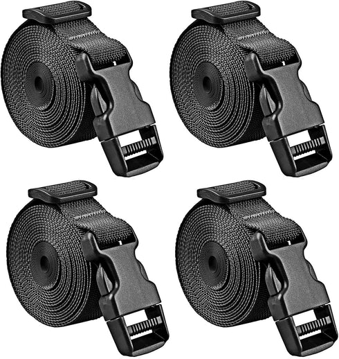 Premium Utility Straps with Quick Release Buckle, Adjustable Nylon Lashing Straps for Camping Gear, Black 4Pcs