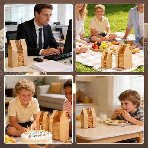 CllyCnny 40 Packaging 40 Pcs Paper Bread Bags for Homemade Bread, Sourdough Bags with Window - Loaf Bakery Bags