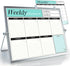 Dry Erase White Board, 12"x16" for Desktop & Wall - 2 Magnetic Planners, 6 Markers, Eraser & Wall Hangers Included