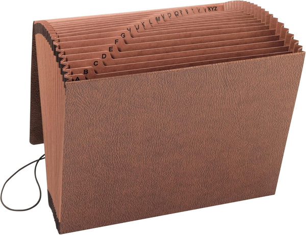 Smead TUFF Expanding File, 21 Pockets, Alphabetic (A-Z), Flap and Cord Closure, Letter Size, Redrope (70318)