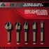 ABN Screw Countersink Kit 5-Piece SAE Drill Bit Set, 82-Degree, 1/4in Shank, 5 Flute Metal, Wood, Rubber, Plastic
