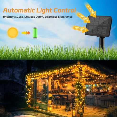 2 Pack Solar Fairy Lights, 39.4ft 120LED Waterproof String Lights for Outside, 8 Modes for Patio, Backyard, Garden