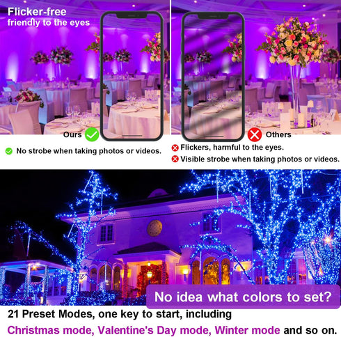 800W 8000LM 2700K Timing,IP66 3-Plug LED Flood Light Outdoor, Equivalent Smart RGB Stage Lights, Bluetooth RGB