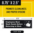 Employees Must Wash Hands Before Returning To Work - 8.75" x 2.5", 3 Pack, Black and White, Self-Adhesive