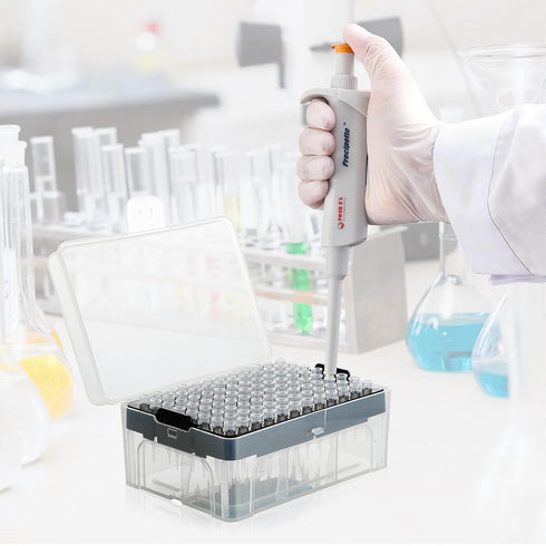 4E's USA 10µL Pipette Tip - Universal Tips, RNase/DNase Free, Sterile White Pipette Tip with Filter, 96 Tips Racked