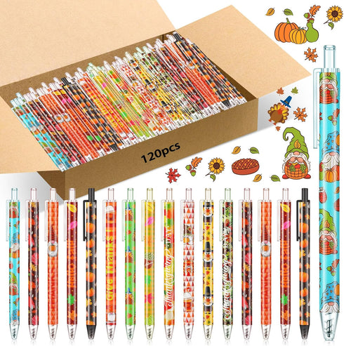 Leinuosen 120-Piece Thanksgiving Ballpoint Pens - Harvest Style, Black Ink Set for Office, School, and Home Use