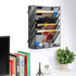 EasyPAG 5 Tier Mesh Office Organizer, Wall Mounted File Holder, Vertical Hanging Paper File Rack with White Label