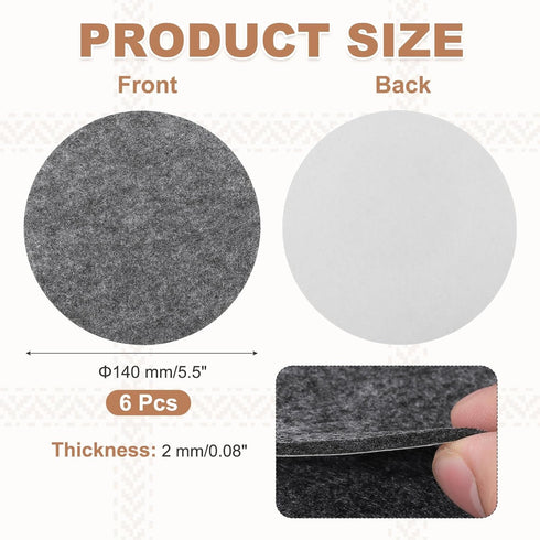 6Pcs 5.5 Inch 2mm uxcell Lamp Base Felt, Dia Thick Adhesive Round Soft Felt Furniture Pads, Non-Slip Anti-Scratch