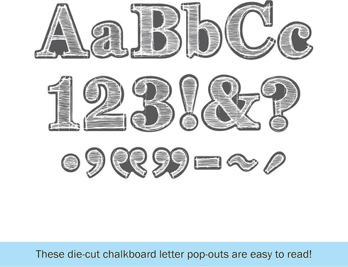 Barker Creek 234-Piece Chalkboard Letter Pop-Outs, Multicolor 4” Letters, Numbers & Punctuation Marks