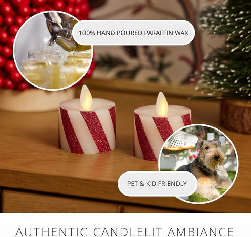 2-Pack (1.4" 2") Luminara Moving Flame LED Flameless Tealight x Battery Operated Plastic LED Flameless Tea Light Smooth