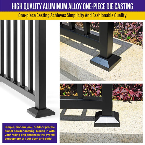 Split Post Base Cover, Black, Fits 2"x2" Post/4.5"x4.5" Base, Decorative Skirt Covers for Indoor/Outdoor (1 Pack)