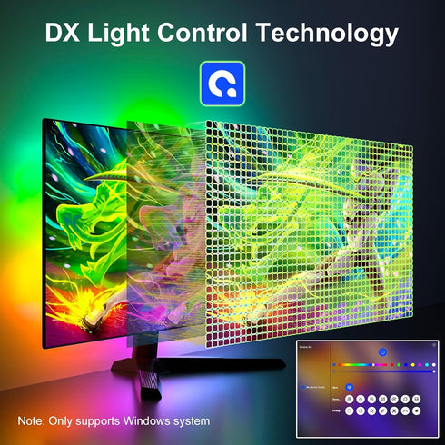 4-Side 24-32inch (4-Side 27inch) Monitor LED Backlights, LED Strip Light Sync with Screen Color/Music, Computer Light