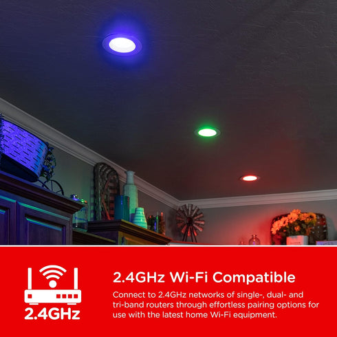 Bulb, BR30, 65W 2700K 6500K, Dimmable, 2.4GHz 2 Pack, 51452 UltraPro Wi-Fi LED Smart Light Equivalent, RGB, Color