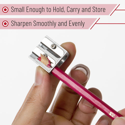 Mr. Pen Handheld Metal Pencil Sharpener with 2 Holes, Pack of 12, Silver, Manual Pencil Sharpeners for Classroom