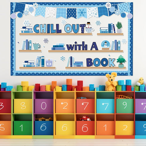Set Winter Bookshelf Classroom Bulletin Board Decorations Reading Theme Classroom Decoration Snowflake Cutouts Chill