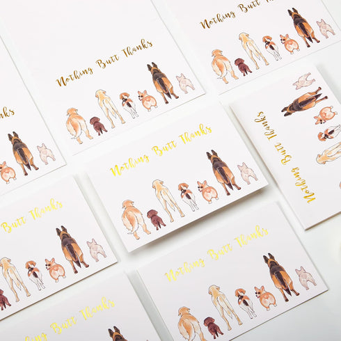 50 Count Crisky Dog Thank You Cards Nothing Butt Thanks Gold Foil Funny Thank You Cards with Envelopes & Stickers