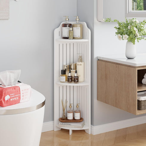3-Tier VECELO Bathroom Shelves for Narrow Space, Modern Corner Shelf Stand,Small Storage Organizer for Bathroom,Toilet
