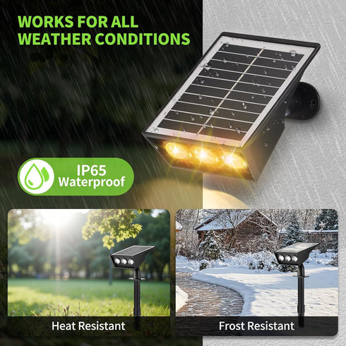LUMLLSAJI IP65 (2) Solar Spot Lights Outdoor, RGB Solar Landscape Spotlights Waterproof Adjustable Light House Lights