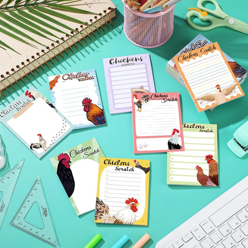 PerKoop 16 Pieces Funny Chickens Sticky To Do Notepad, Chicken Scratch Gifts for Farm Lovers, 3 x 4 Inch, 480 Pack