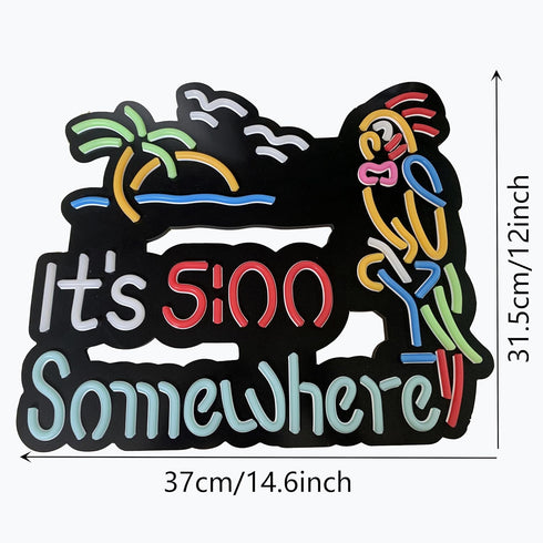 5:00 Jigsaw Puzzle IT'S FIVE OCLOCK SOMEWHERE Neon Light Sign, Man Cave Men LED Light, Home Wall Signs Gifts