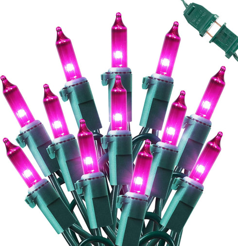MYGOTO Purple Christmas Lights Outdoor, 2 Pack 13 Feet 50 Count Halloween String Lights for Garden Party Christmas Decor