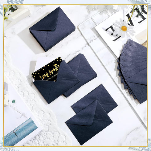 Yahenda 200 Count Mini Gift Card Envelopes, 4 x 2.7 Inch Dark Blue Paper Envelopes for Weddings, Greetings, and