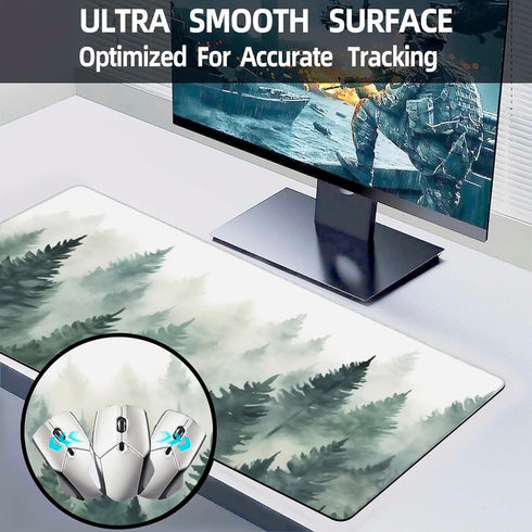 Extended Large Gaming Mouse Pad, Misty Forest XXL Desk Mat for Desktop, Non-Slip Rubber Base, 35.4"X15.7"