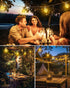 30Ft 15 Bulbs, 8 Brightown Solar String Lights Outdoor, Vintage Hemp Rope Solar Patio Lights with Shatterproof Light