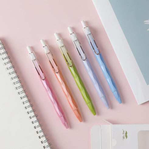 Mr. Pen Diamond Cut Gel Pens, 5 Pack, Black Ink, Fine Point 0.5mm, Fast Dry, Cute Aesthetic Pens for Journaling