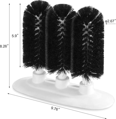54484 3 New Star Foodservice Triple Brush Bar Glass Washer - Brushes - Suction Base, Non-Battery