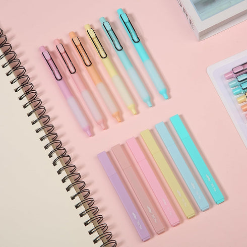 Mr. Pen- Aesthetic Highlighters and Gel Pens, 12 Pack, Pastel Colors, Bible Highlighters No Bleed, Black Ink Gel Pens, Highlighter Pens, No Bleed Highlighters for Bibles, Gel Pens