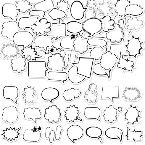White Dialog Box Paper Stickers, OIIKI 90PCS Small Talking Box Stickers to