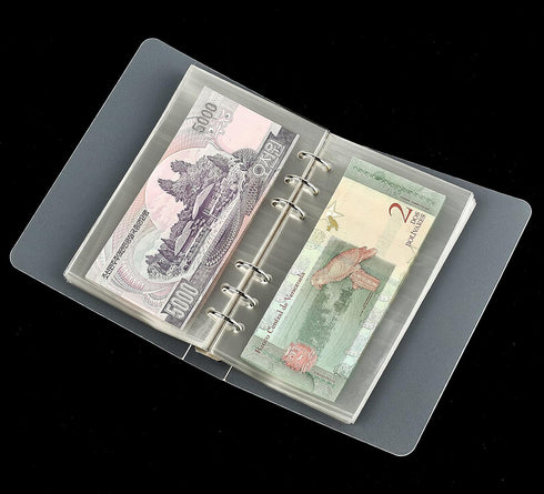 Ettonsun Thickened 100 Pocket Dollar Bill Holders for Collectors, Small Size Currency Storage Album Holder for Travel