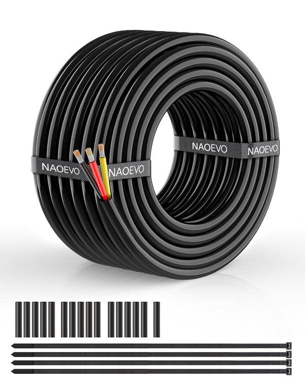 NAOEVO 16 Gauge Wire 3 Conductor Electrical Wire, 16 AWG Stranded PVC