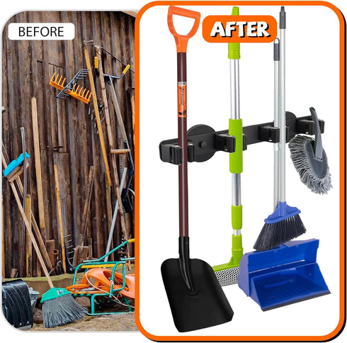 4 Magnetic Broom Holder Rack,Strong Magnetic Mount Mop Holder Racks for Cleaning Tools,Non-slip Magnetic Tool Holder