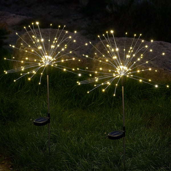 Solar Lights Outdoor, 2 Pack Solar Firework Lights Outdoor 150 LED, 8