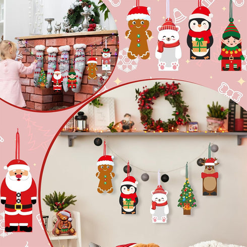 LIUBUJINGYING 32 Sets Cartoon Bookmarks Craft Kits DIY Character Holiday Bookmarks with Santa Snowman Reindeer Design