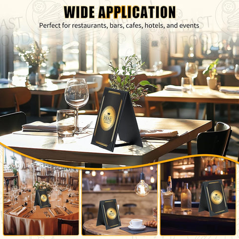 5"x 7" 2 (6 Pack, 5" 7") PU Leatherette Table Tents, Double-Sided Menu Holder, A-Frame Table Tents Menu Cover, Side