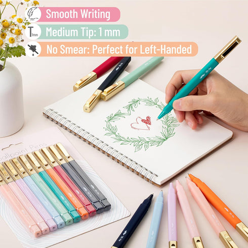 Mr. Pen Aesthetic Pens, 10 Pack, Assorted Colors, Fine Point, Fast Dry, No Smear, No Bleed Through, Bible Pens