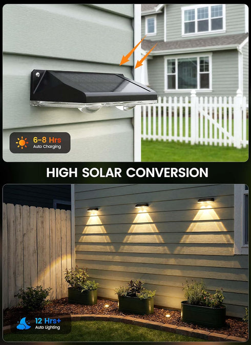 4 Pack 11 IP65 Brightown Solar Lights Outdoor Waterproof, Color Changing Solar Fence Deck Step Flood Lights, Warm White
