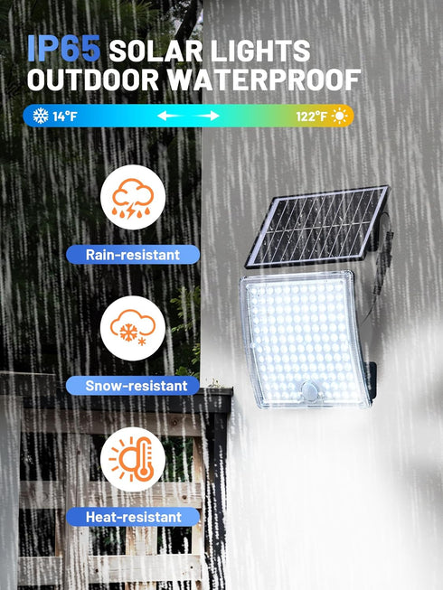 ReinHoo 23ft Cable,5 IP65,126 Solar Shed Light,Solor Outside Light with Motion Modes,Solar Flood Lights Outdoor